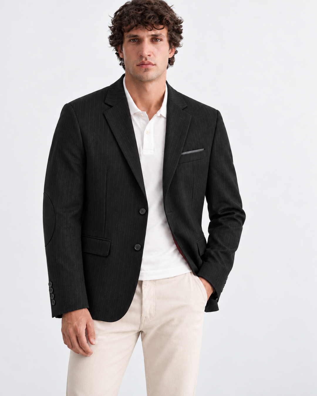 Blazer Hombre Negro Raya Tiza Salvatore