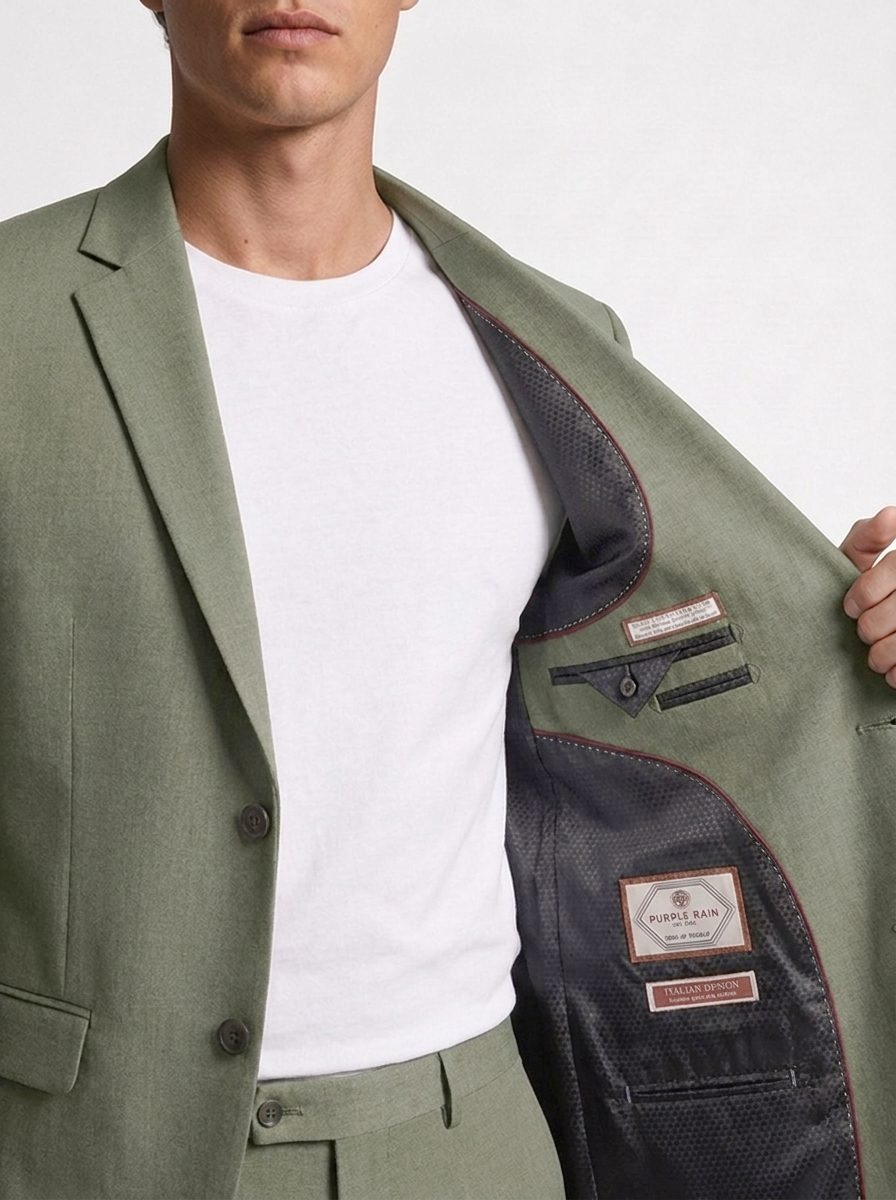 BLAZER HOMBRE TIPO PAÑO VERDE SECO