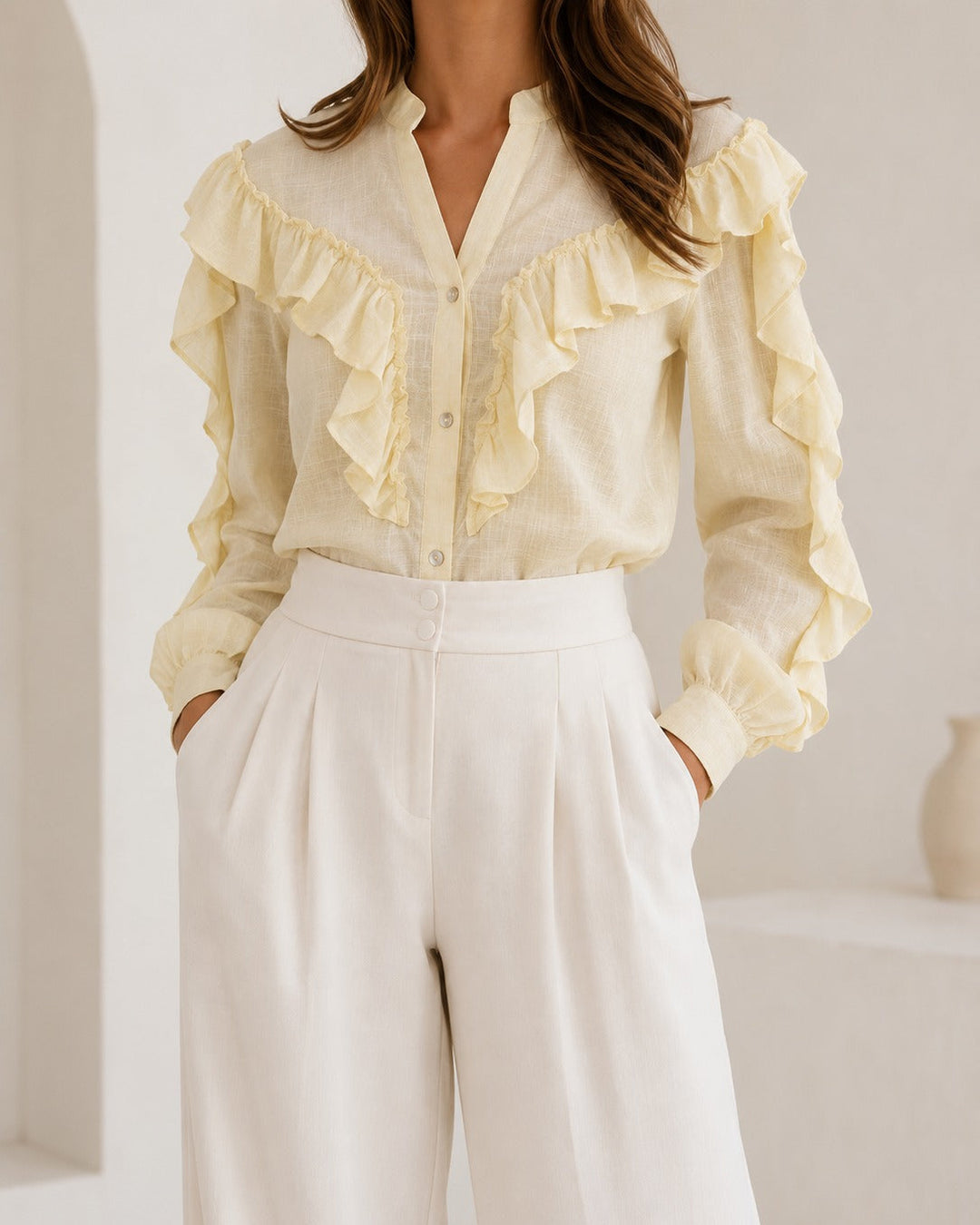 blusa con vuelos para mujer