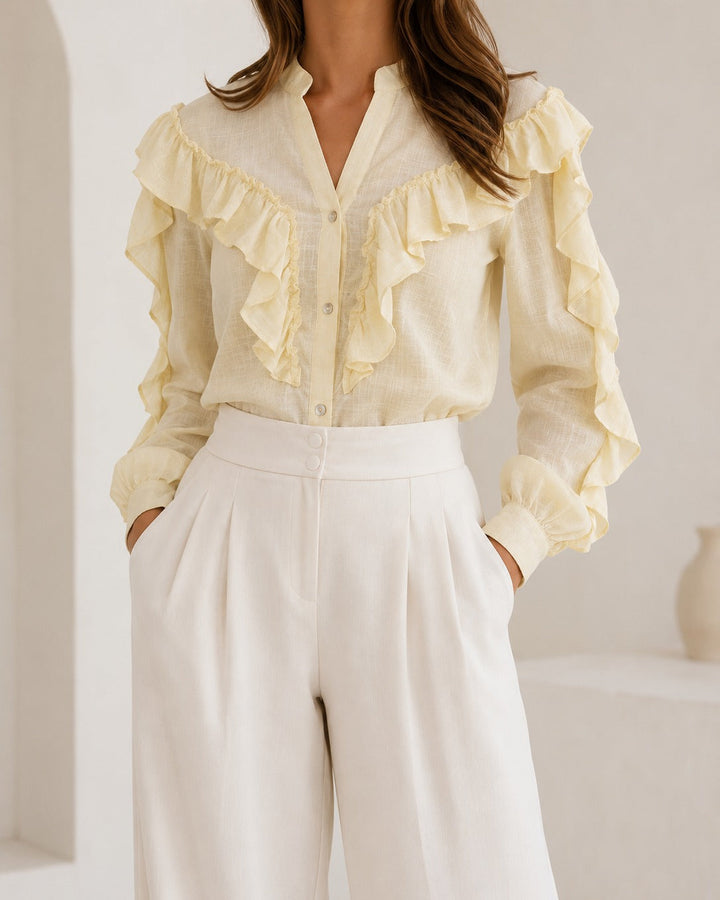 blusa con vuelos para mujer