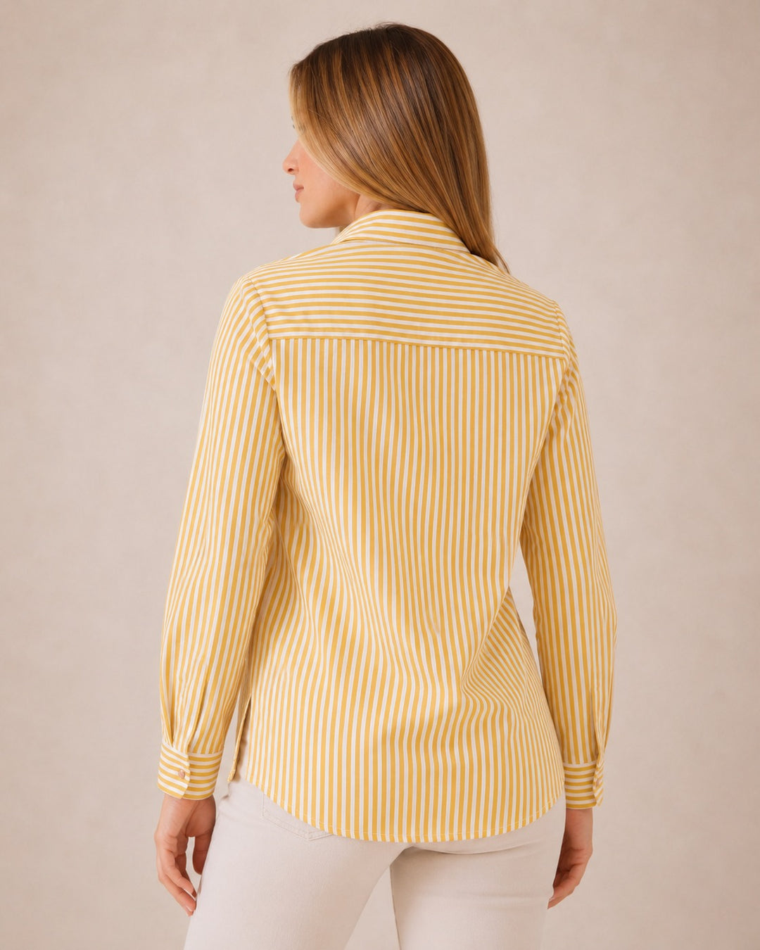 blusa camisera de rayas verticales para mujer