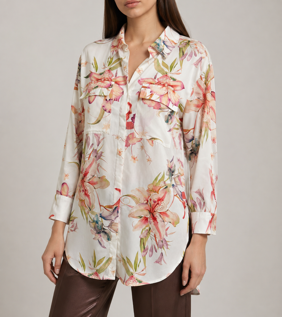 blusa estampada manga larga mujer