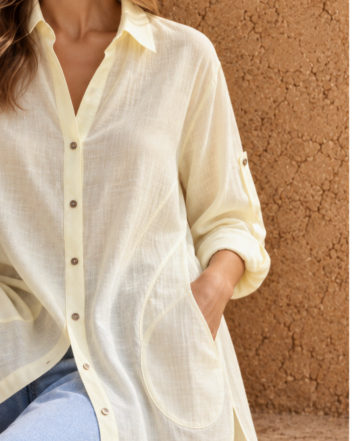 Blusón Camisero Largo para Mujer en Viscosa Siena