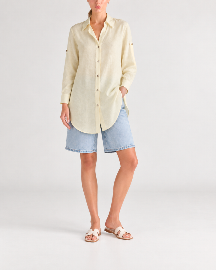 Blusón Camisero Largo para Mujer en Viscosa Siena