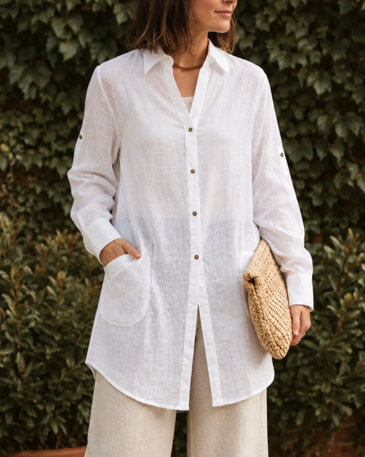 Blusón Camisero Largo para Mujer en Viscosa Siena
