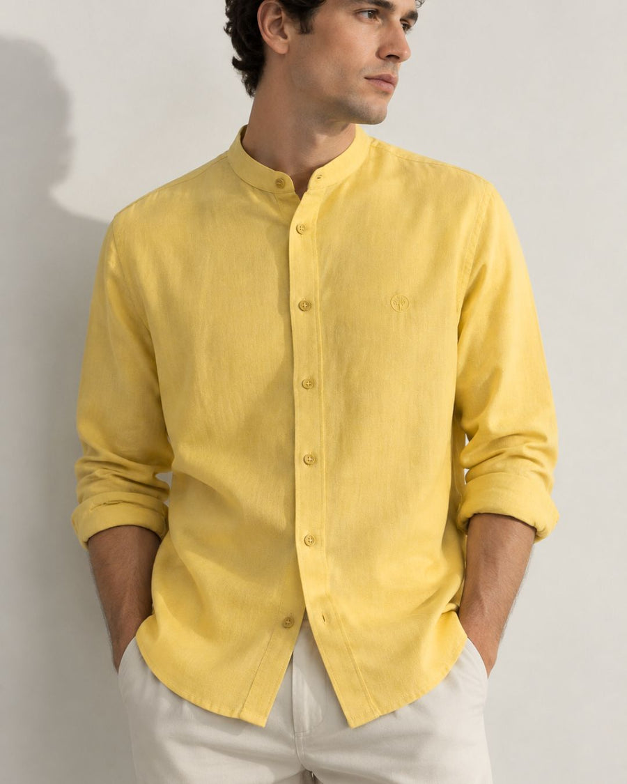 Camisa Lino Manga Larga Cuello Nerú Amalfi