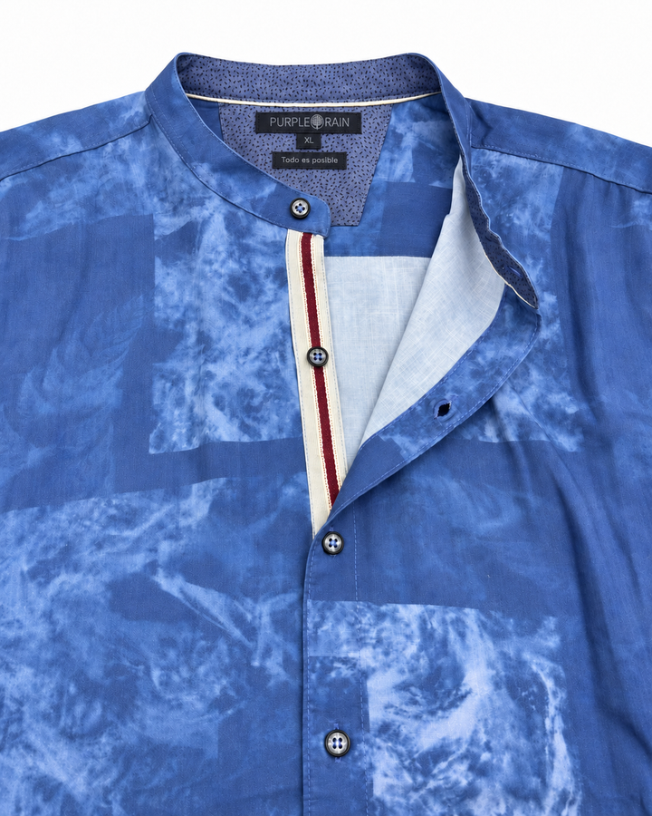 Camisa Hombre Neru Índigo Abstract 100% Algodón - Purple Rain