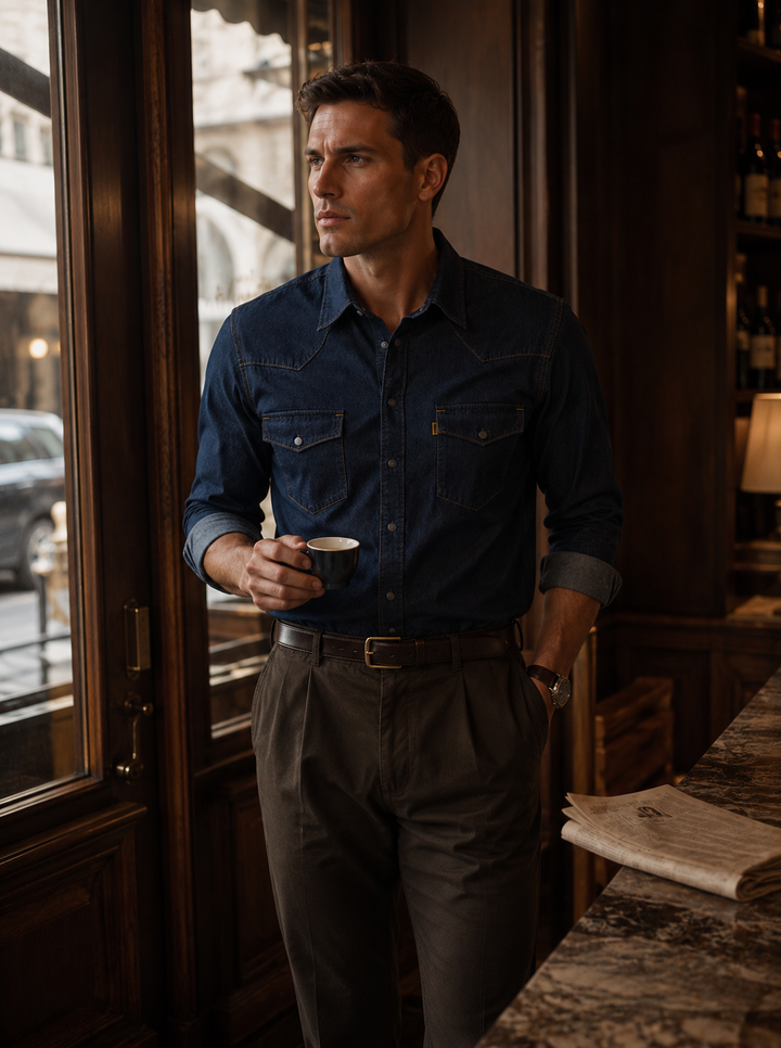 Camisa Índigo Premium Hombre | Estilo Old Money | Purple Rain