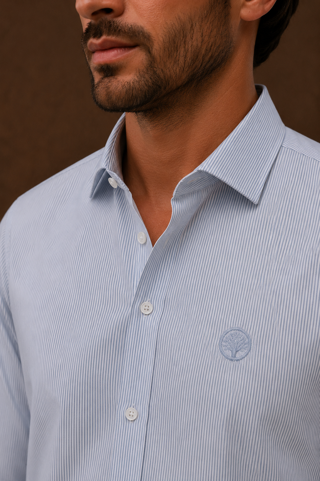 Camisa Mil Rayas Mercerizada Premium Hombre Purple Rain | Cuello Italiano Old Money