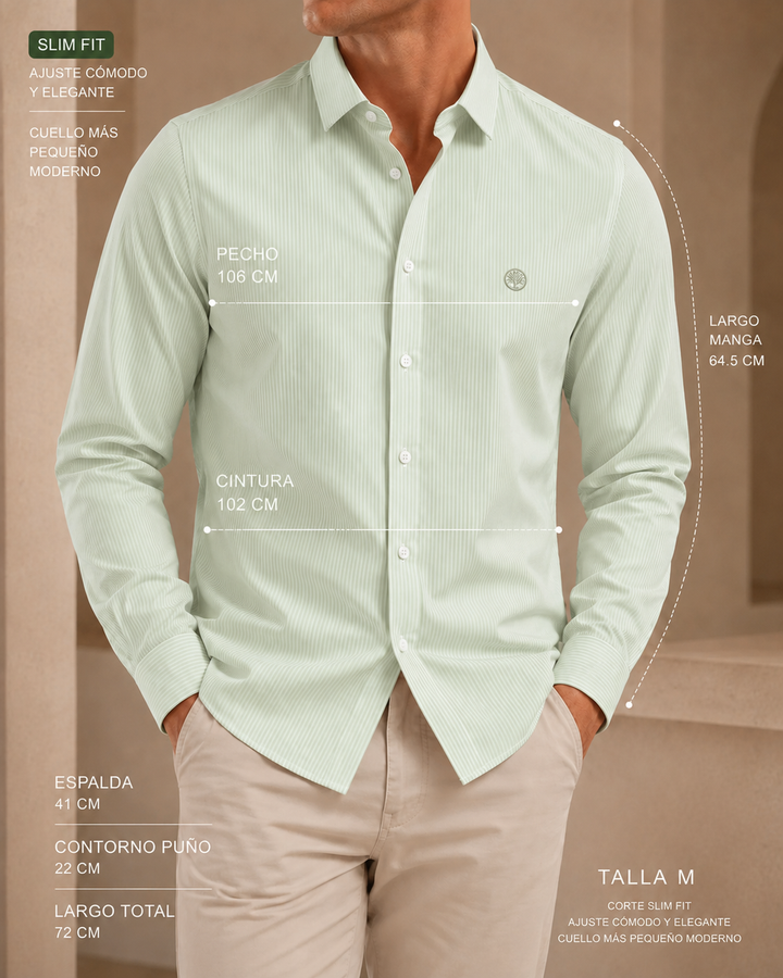 Camisa Mil Rayas Mercerizada Premium Hombre Purple Rain | Cuello Italiano Old Money