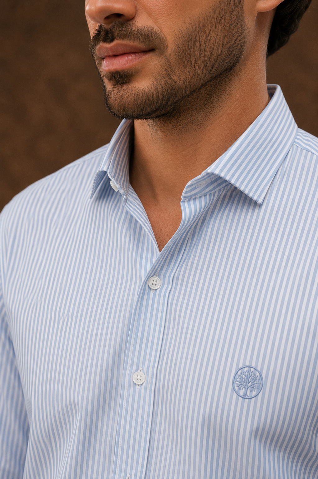 Camisa de Rayas Hombre Cuello Italiano | Portofino | Purple Rain