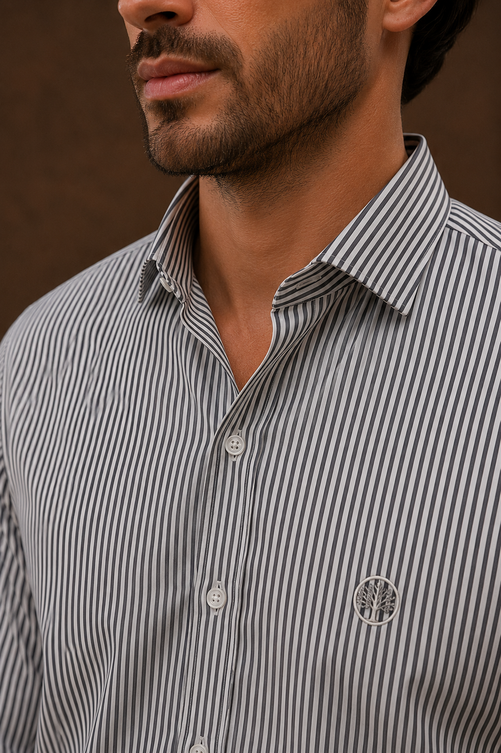 Camisa de Rayas Hombre Cuello Italiano | Portofino | Purple Rain