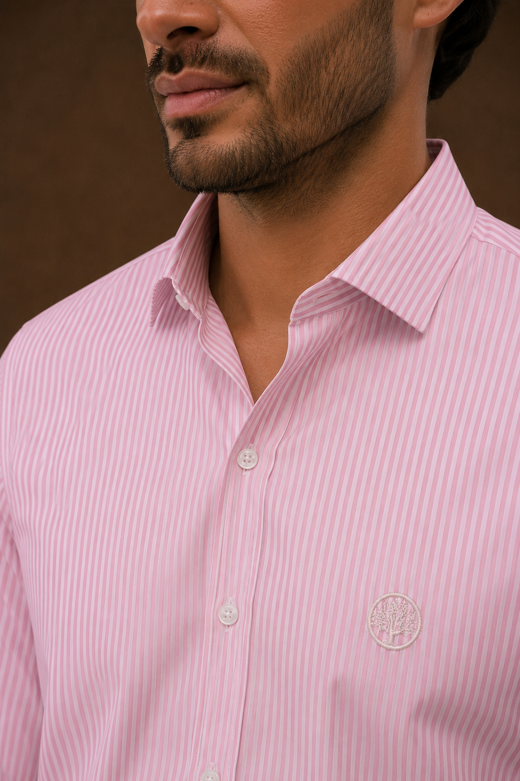 Camisa de Rayas Hombre Cuello Italiano | Portofino | Purple Rain