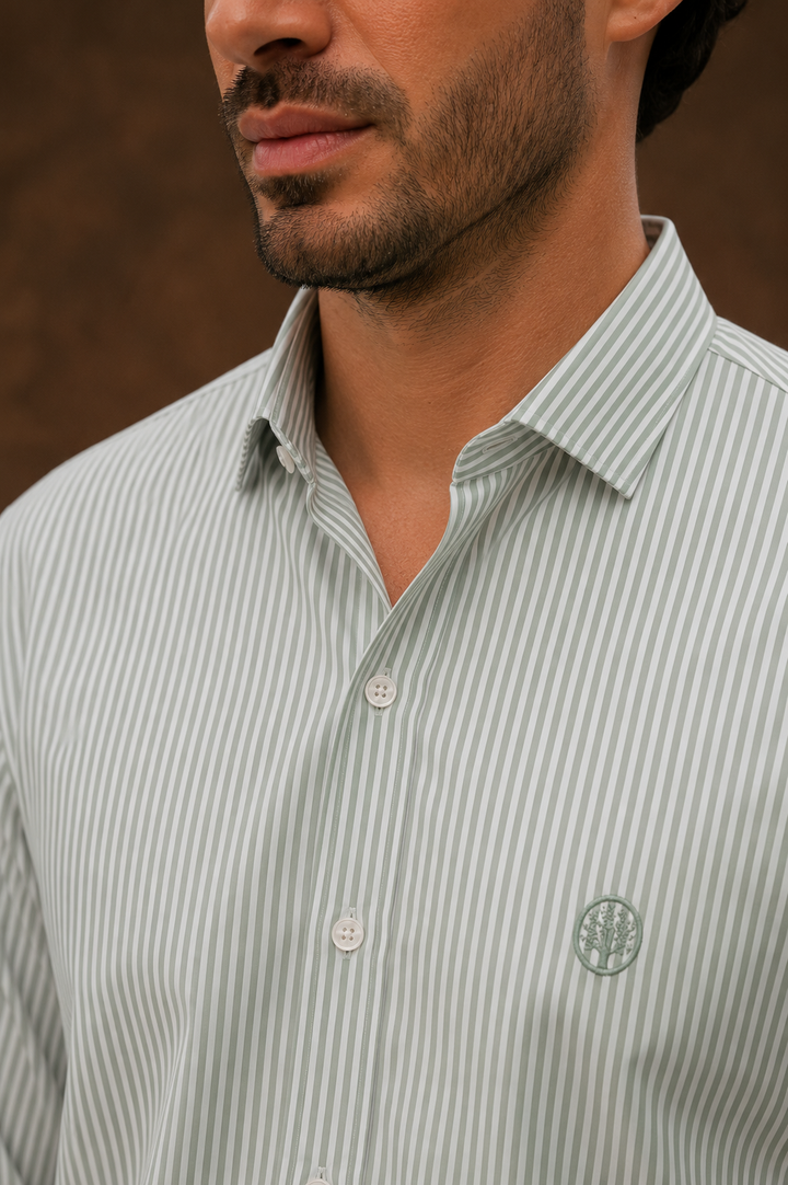 Camisa de Rayas Hombre Cuello Italiano | Portofino | Purple Rain