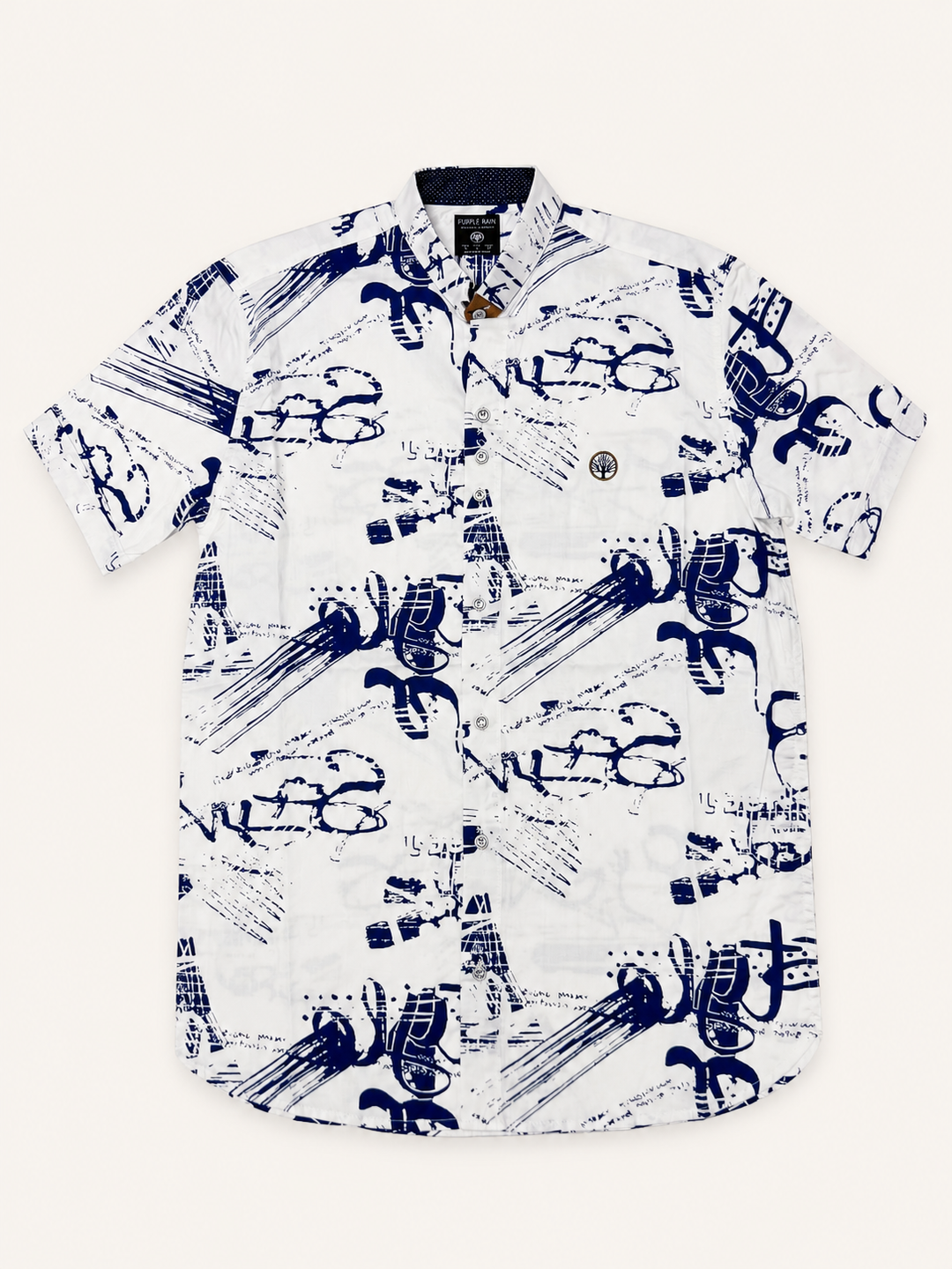 camisa hombre cuello neru manga corta 
