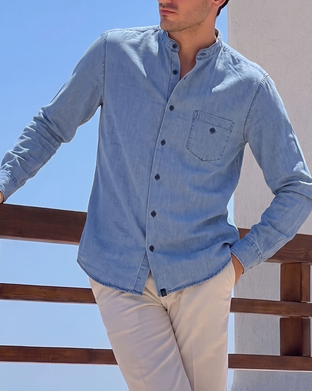 Camisa Denim Cuello Nerú Siena | Purple Rain