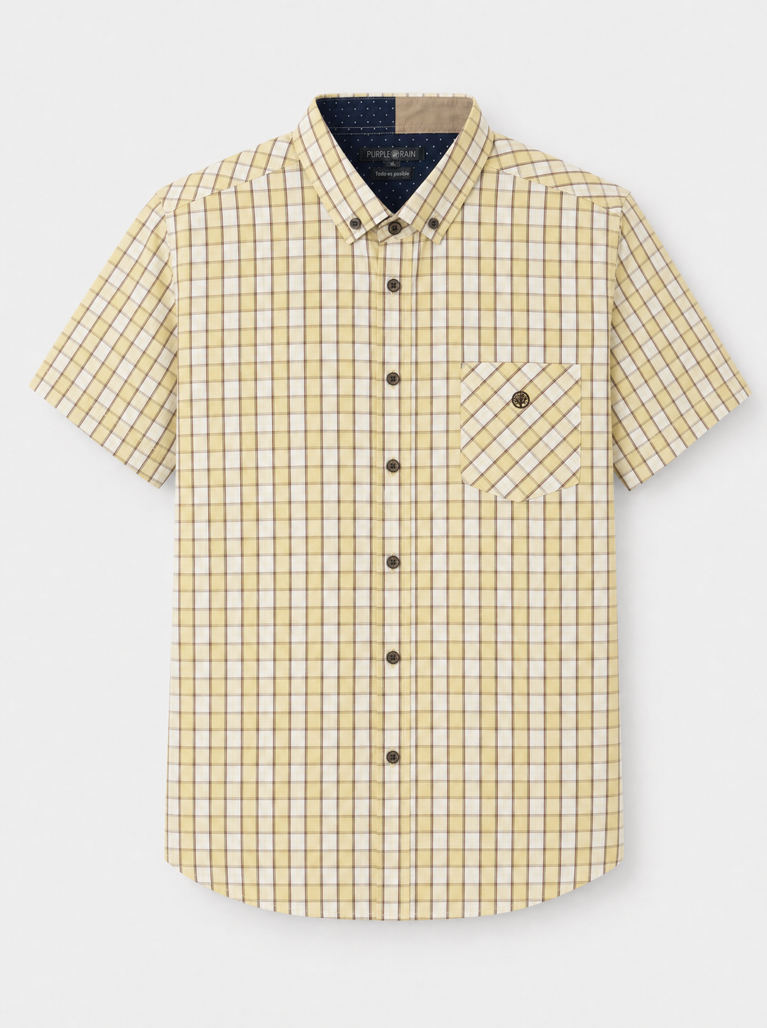 Camisa Hombre Manga Corta Algodón Indú - Purple Rain