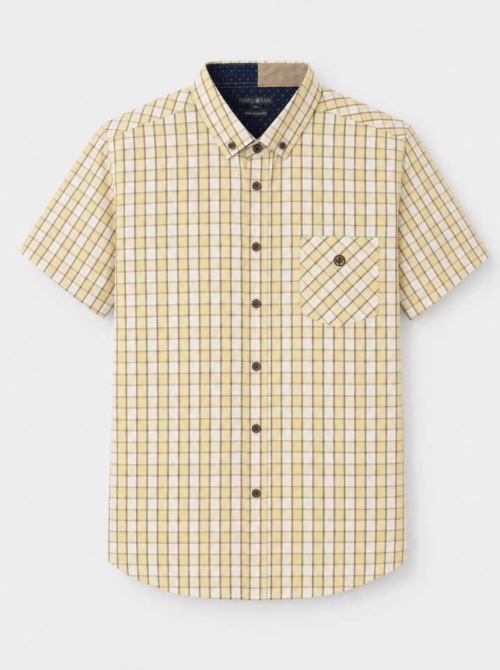 Camisa Hombre Manga Corta Algodón Indú - Purple Rain