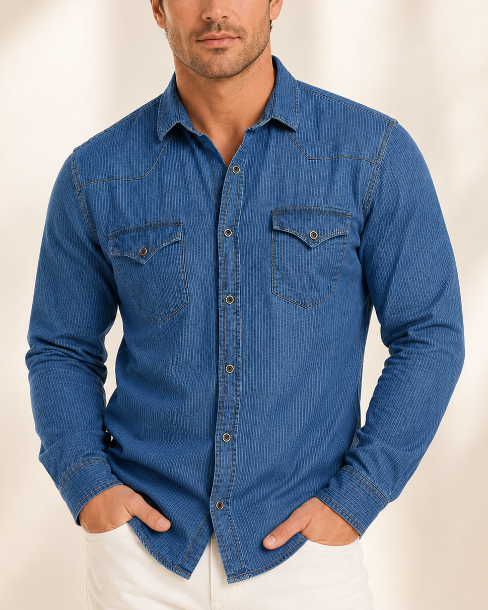 camisa azul texturizada