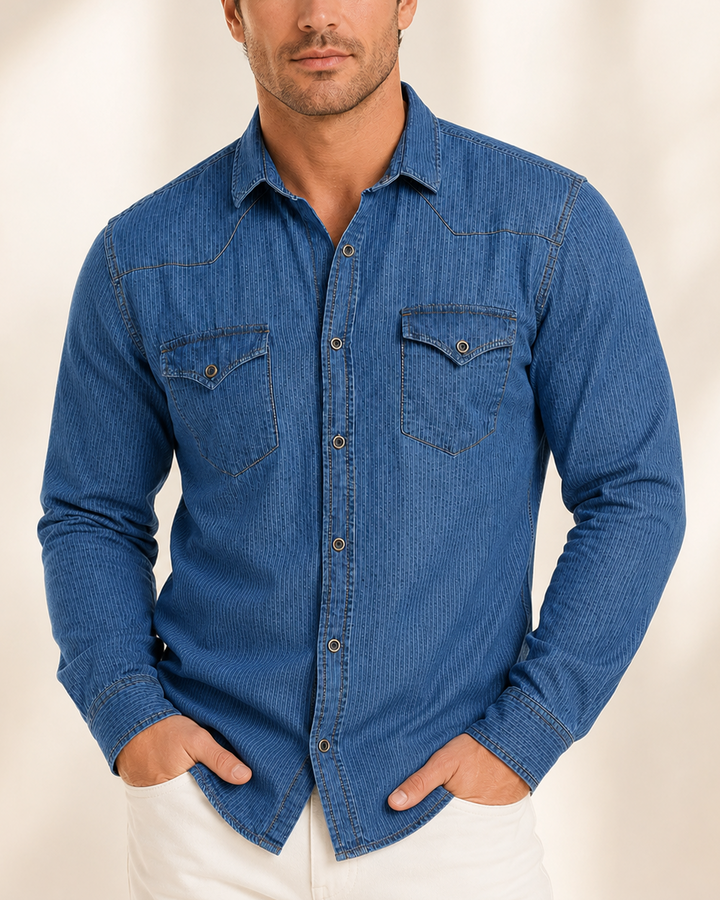 camisa azul texturizada