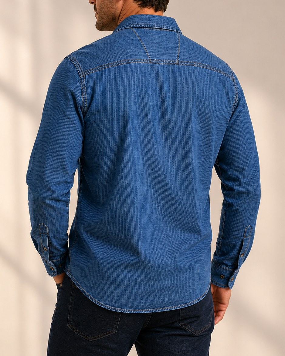 camisa efecto denim hombre