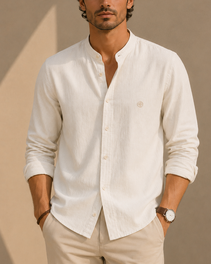 camisa cuello mao hombre