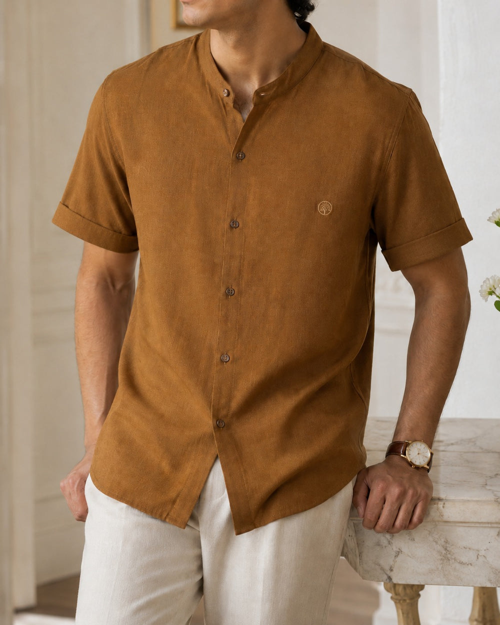 camisa rayón y lino hombre