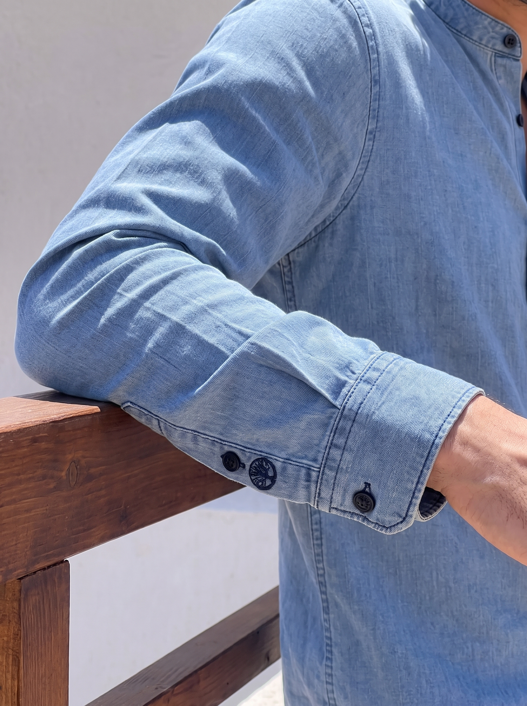 Camisa Denim Cuello Nerú Siena | Purple Rain