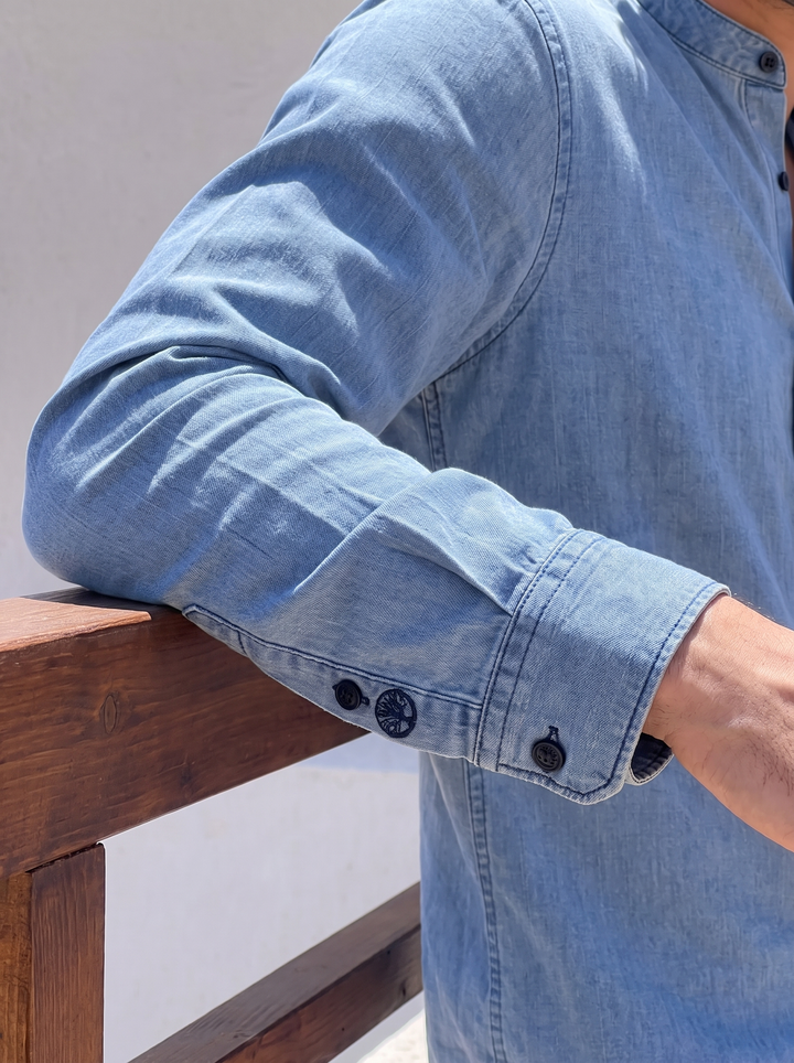 Camisa Denim Cuello Nerú Siena | Purple Rain