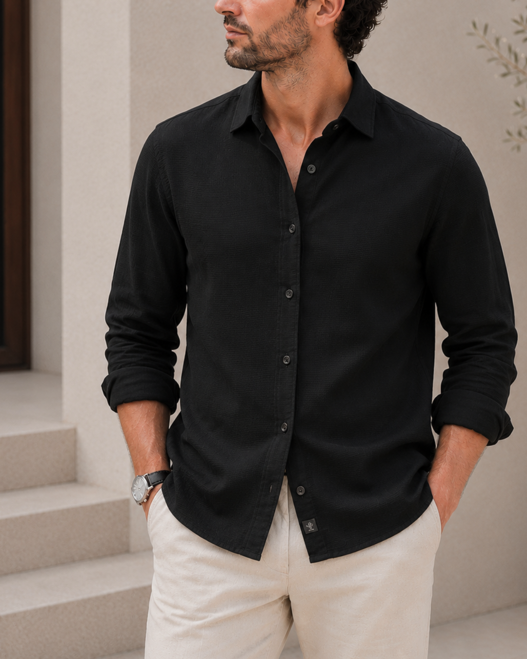 camisa texturizada hombre