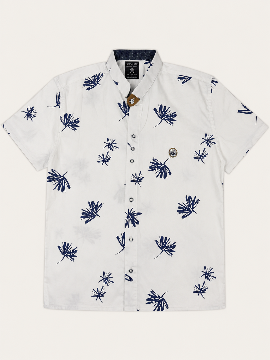 camisa hombre cuello neru manga corta 