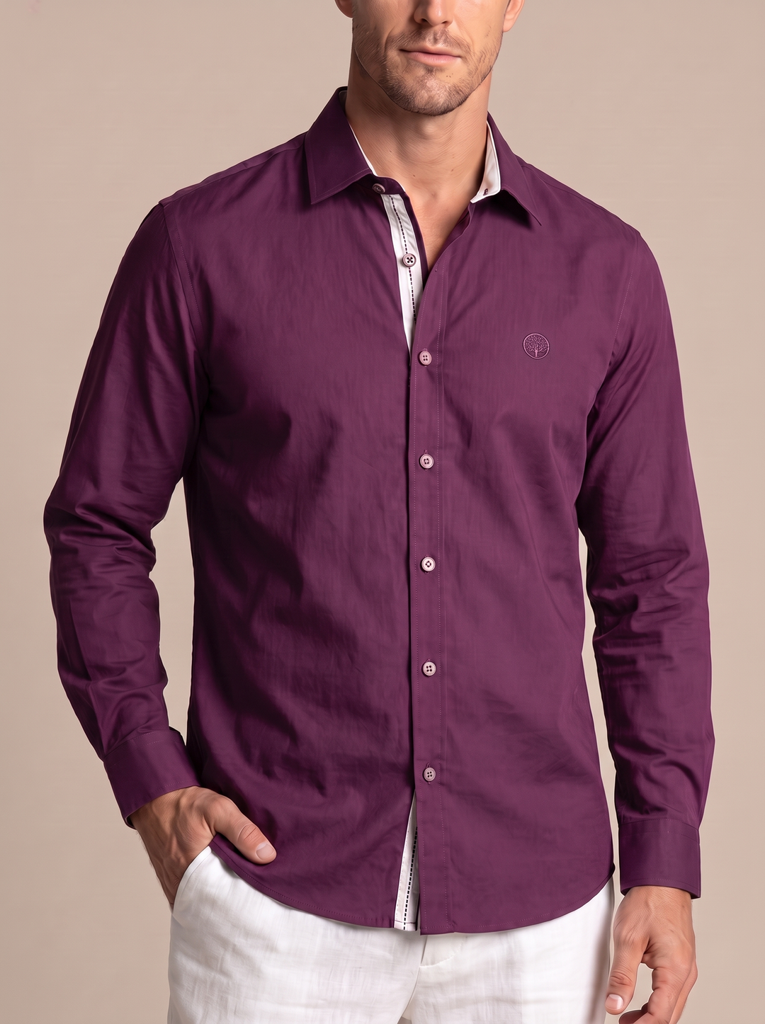 Camisa Hombre Manga Larga Tela Sedosa
