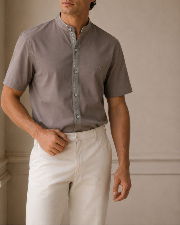 cuello neru, camisa hombrem, camisa manga corta 