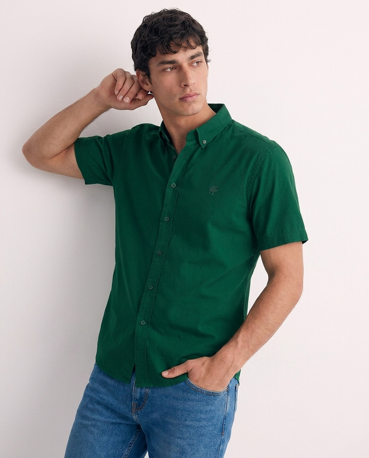 Camisa Hombre Manga Corta Tela Fría Premium Stretch