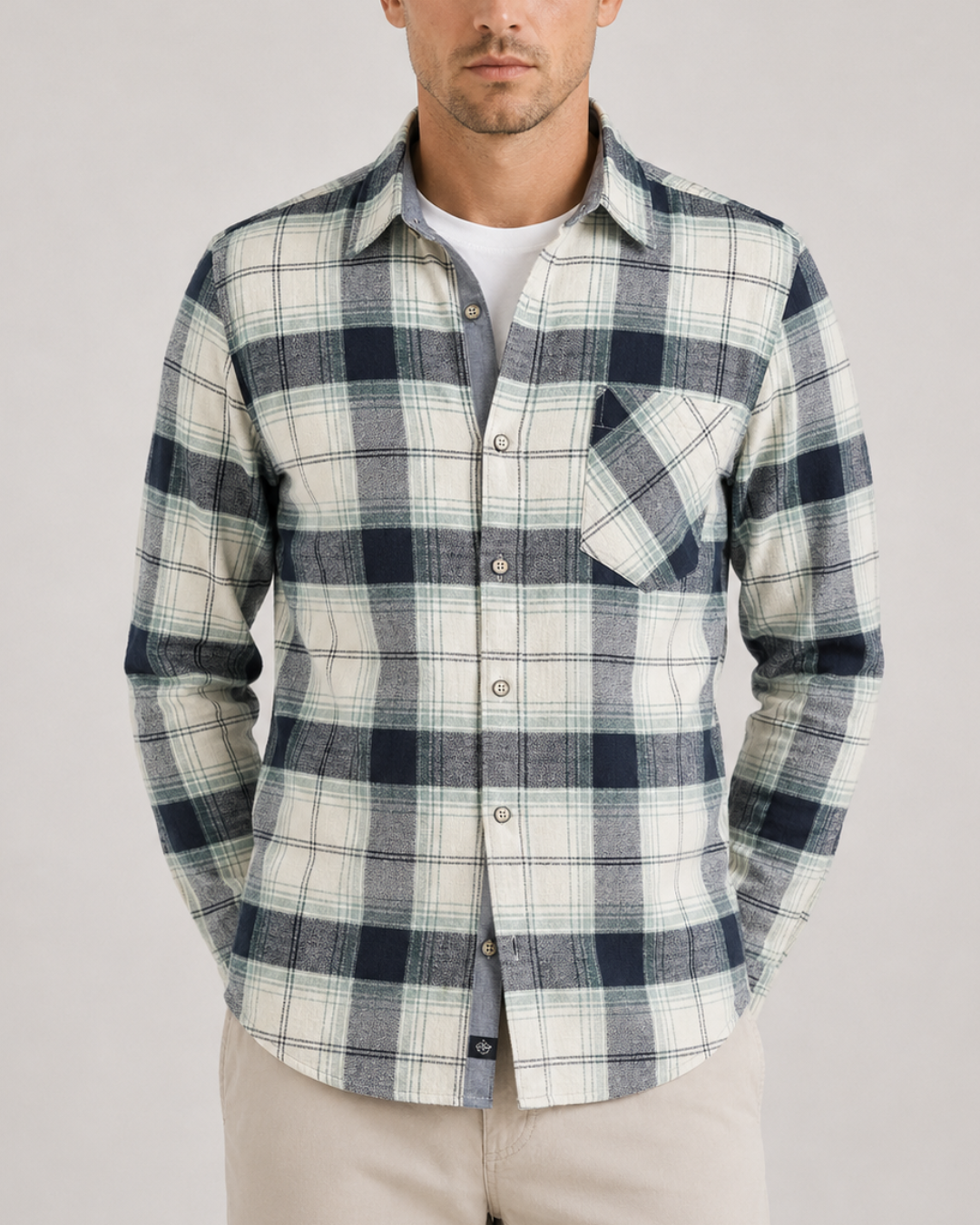 Camisa Denim Hombre Manga Larga 100% Algodón Bombay