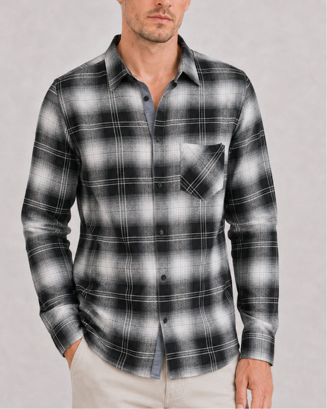 Camisa Denim Hombre Manga Larga 100% Algodón Bombay