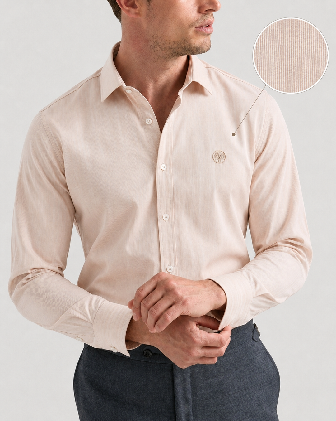 Camisa Mil Rayas Mercerizada Premium Hombre Purple Rain | Cuello Italiano Old Money