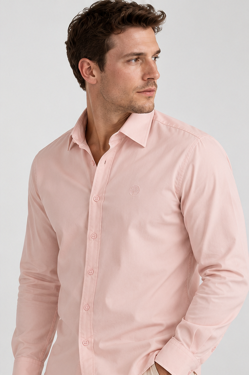 Camisa Hombre Manga Larga en Rayón Stretch con Brillo Sutil – Tonos Pastel