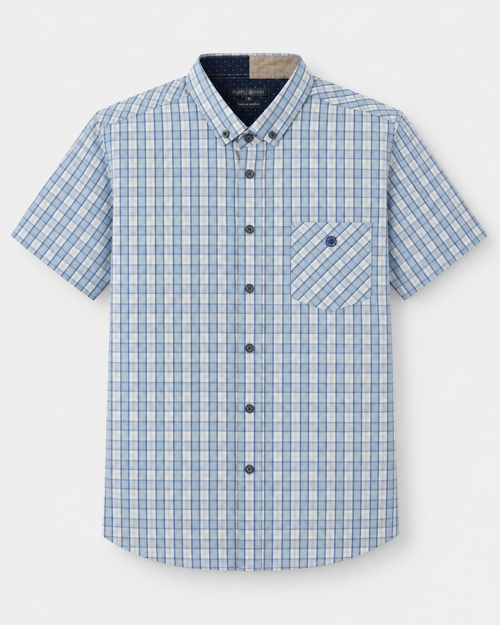 Camisa Hombre Manga Corta Algodón Indú - Purple Rain