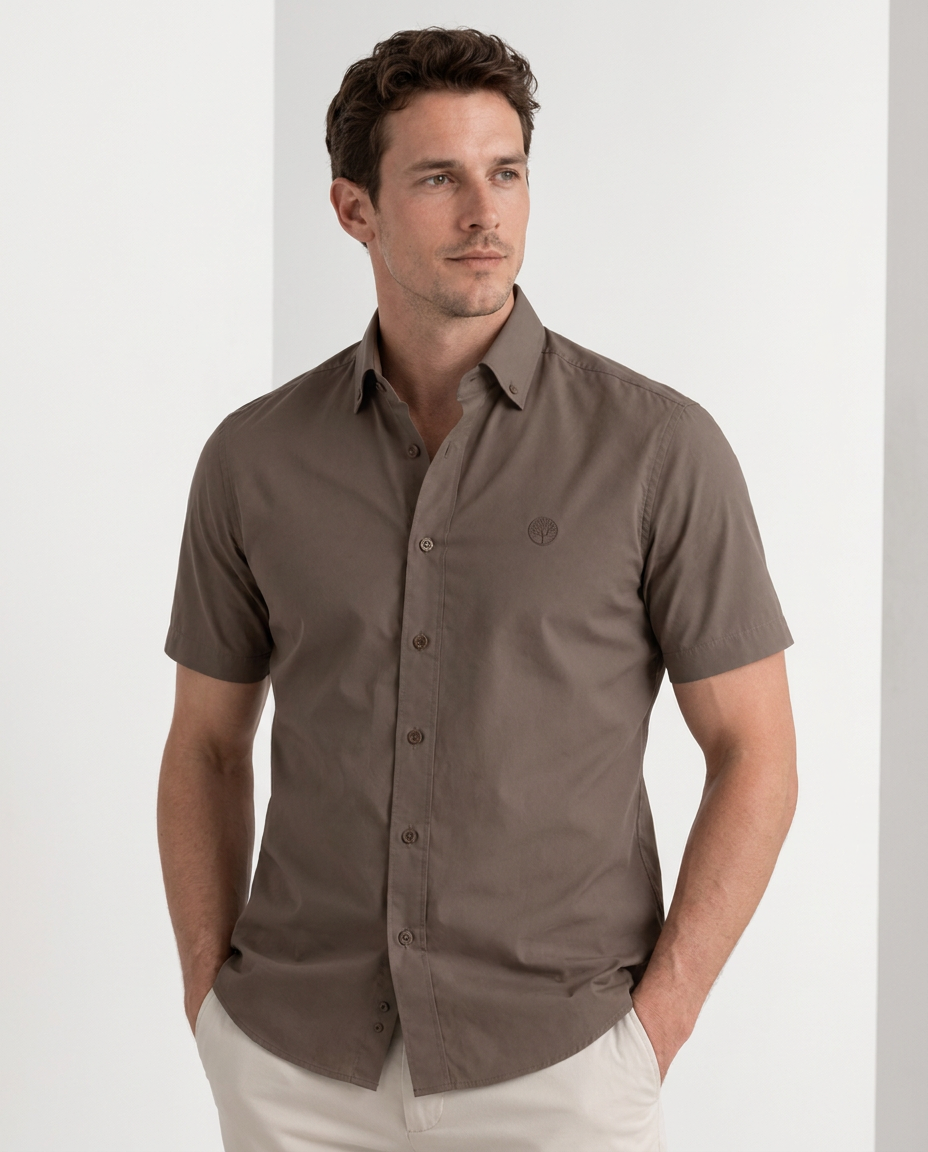 Camisa Hombre Manga Corta Tela Fría Premium Stretch