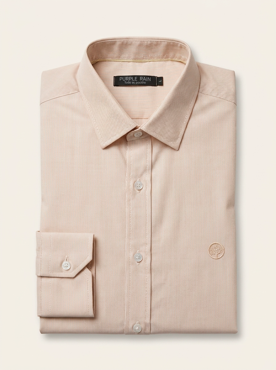 Camisa Mil Rayas Mercerizada Premium Hombre Purple Rain | Cuello Italiano Old Money