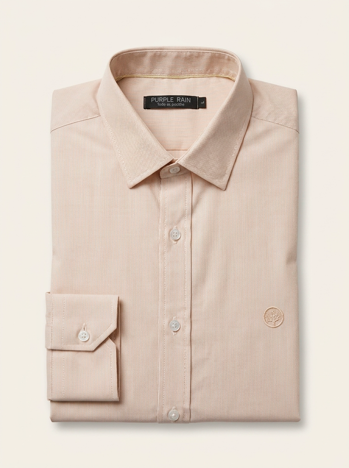 Camisa Mil Rayas Mercerizada Premium Hombre Purple Rain | Cuello Italiano Old Money