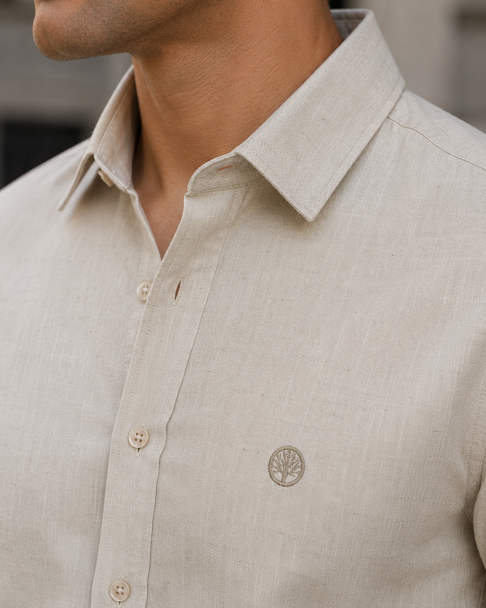 camisa lino hombre
