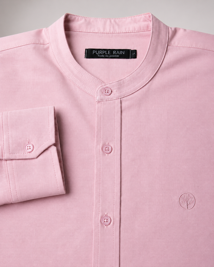 Camisa Hombre Cuello Neru tejido Micro punto Manga Larga