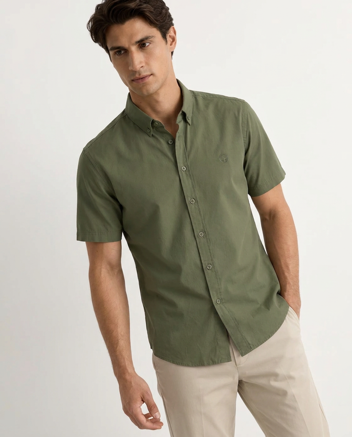 Camisa Hombre Manga Corta Tela Fría Premium Stretch