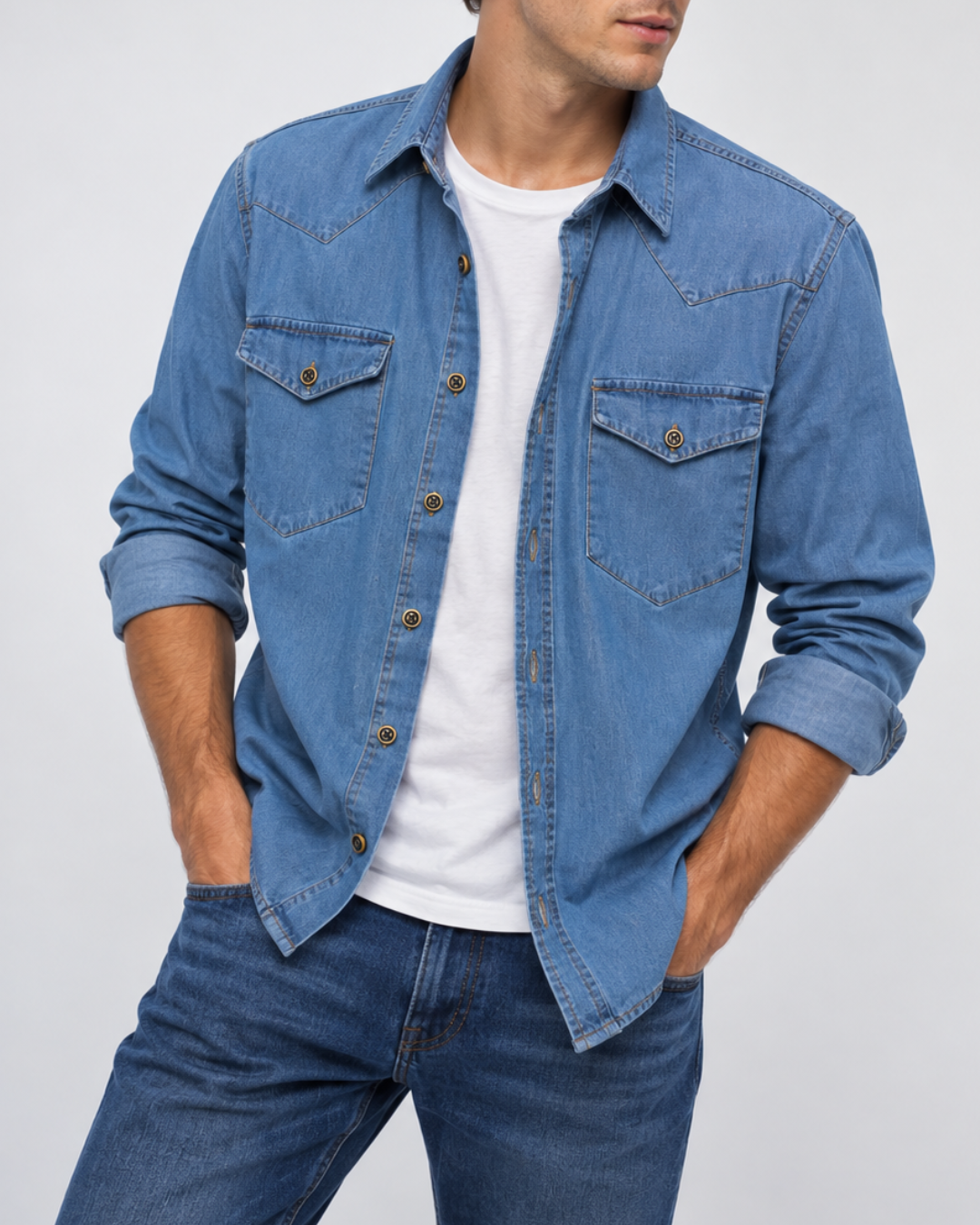 Camisa Índigo de hombre 100% algodón  Premium