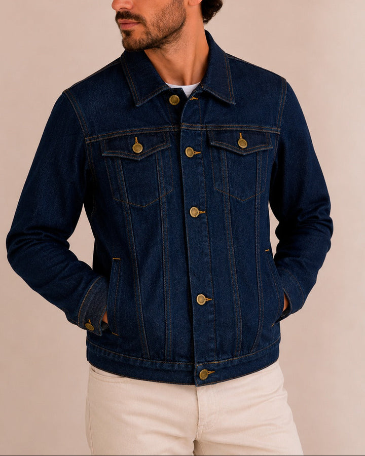 chaqueta jean azul oscuro