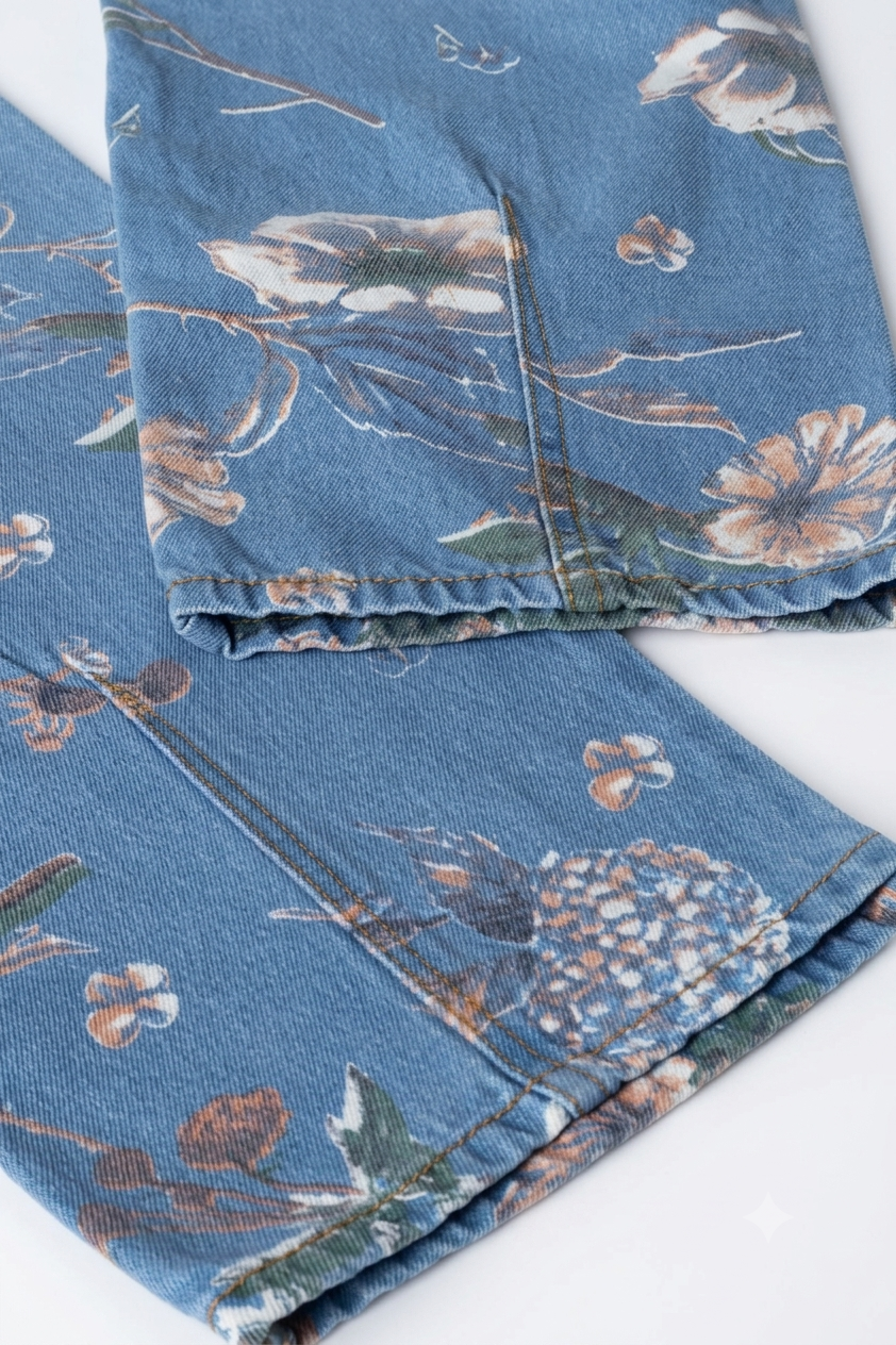 Jean Florencia Floral Ajustable – Bota Recta