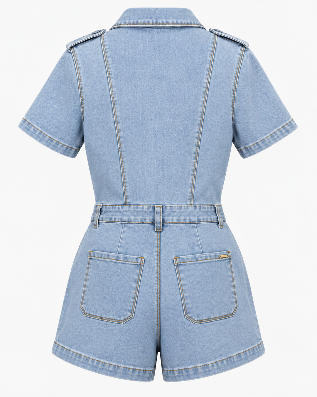 Enterizo Corto Denim Stretch con Botones Dorados