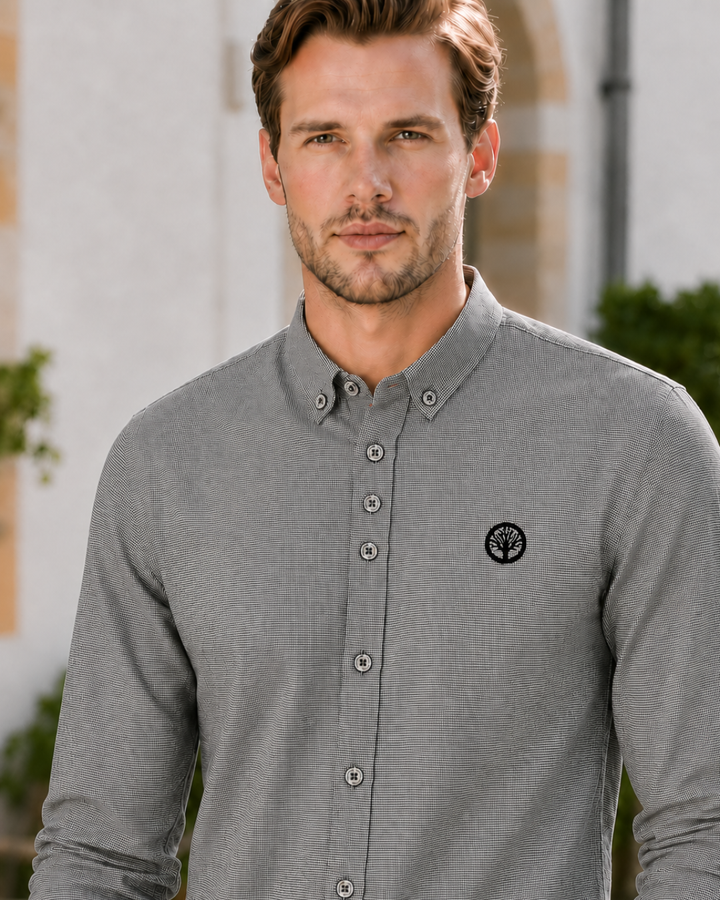 Camisa Esencial Hombre Manga Larga de Puntos